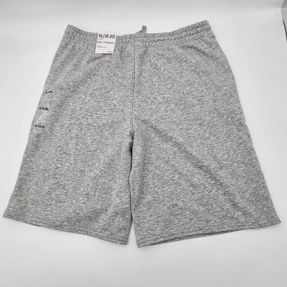 Epic Threads Kids Knit Shorts Drawstring Heather Sterling Grey XL 18-20 NEW